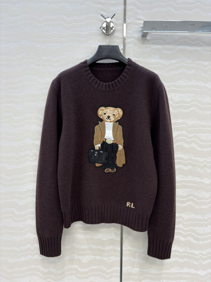 Ralph Lauren Embroidered Bear Wool Sweater: 100% Imported Wool, 3D Embroidery, Retro Chic