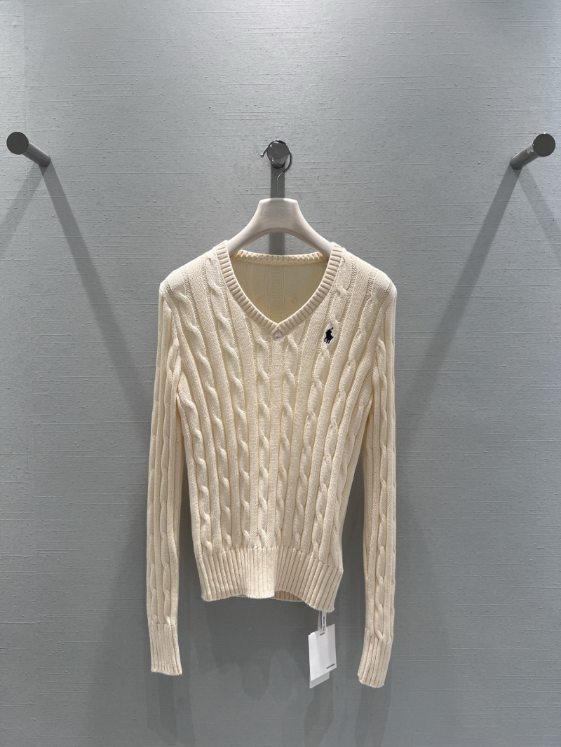 Ralph Lauren V-Neck Cable Knit Sweater in Ivory - YB Wool Blend, Classic Old Money Style