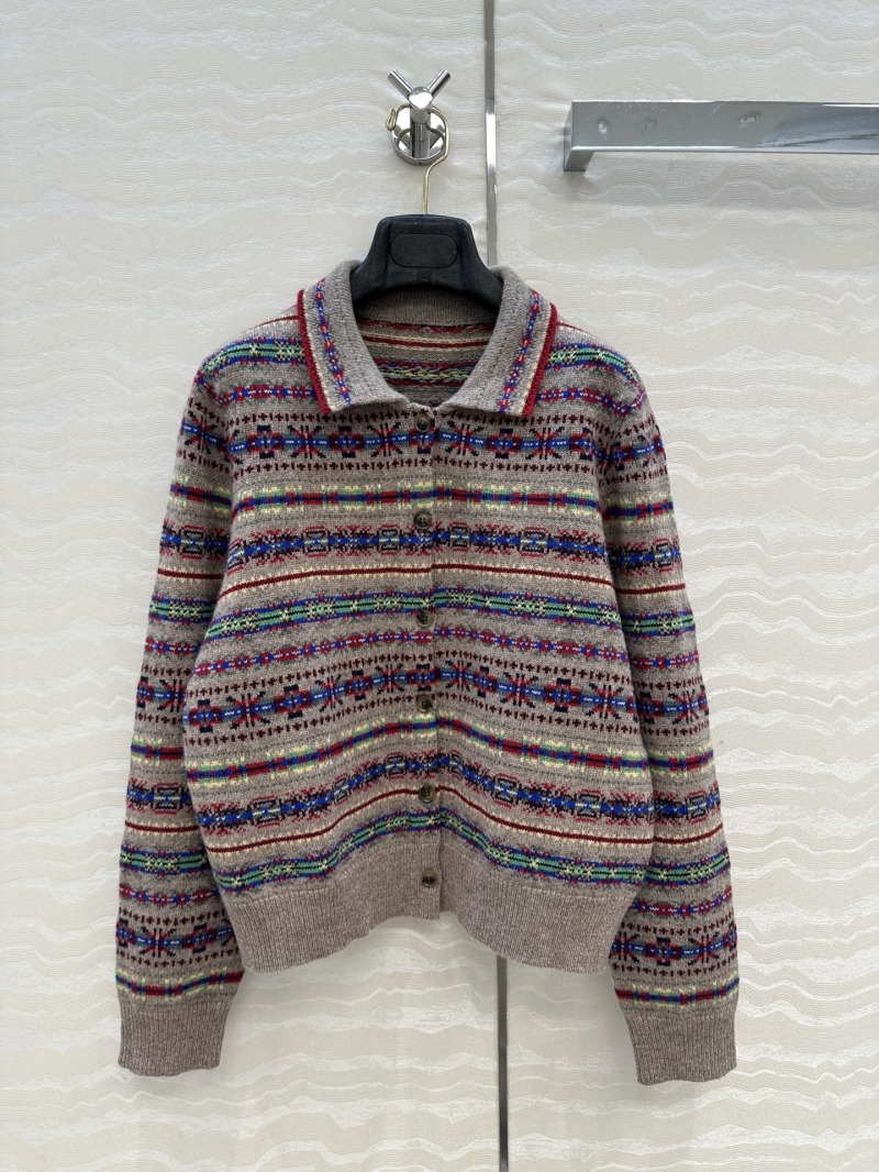 Ralph Lauren Fair Isle Wool Blend Cardigan | H-Silhouette Collared Knit | Nordic Resort Style