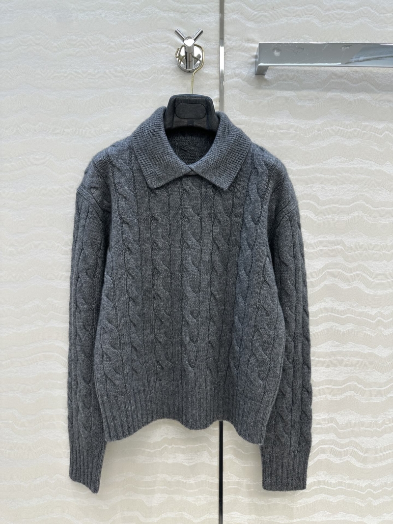 Ralph Lauren Premium Cashmere Single-Button Collar Cable Knit Sweater | Slimming Fit, Preppy Style, Two Colors