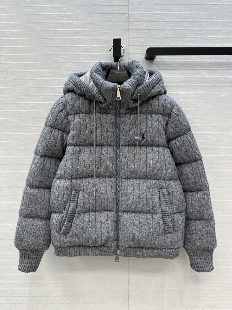 Ralph Lauren Early Autumn Wool Cable-Knit Down Jacket – Vintage American Casual Style with Premium White Duck Down Fill