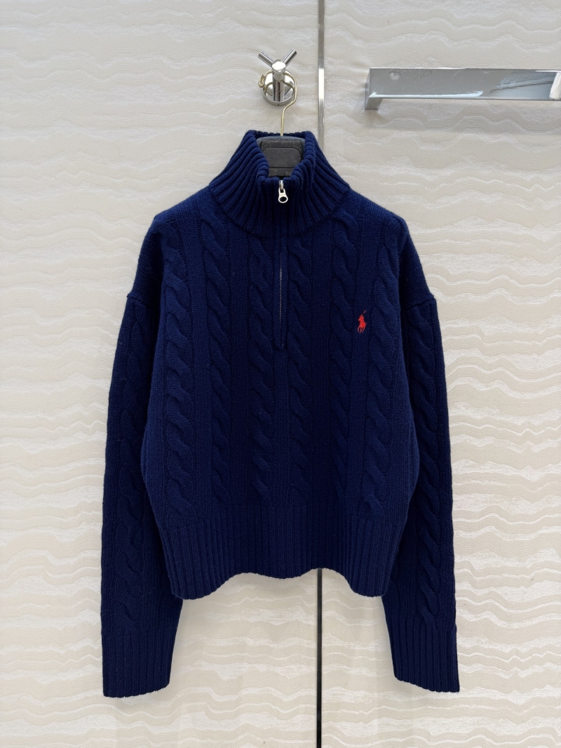 Ralph Lauren Navy Blue Half-Zip Cable-Knit Sweater – 90% Wool & 10% Cashmere, Timeless American Style, Relaxed Fit