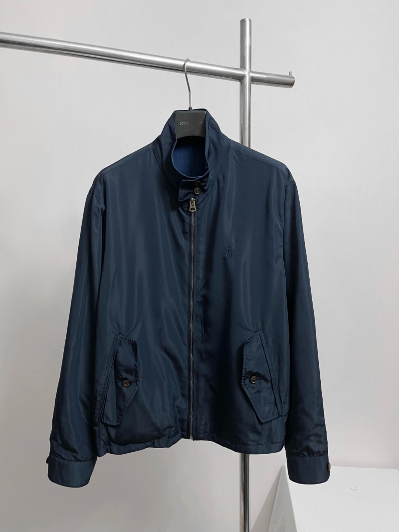 Ralph Lauren Signature Embroidered Reversible Harrington Jacket in Navy Blue