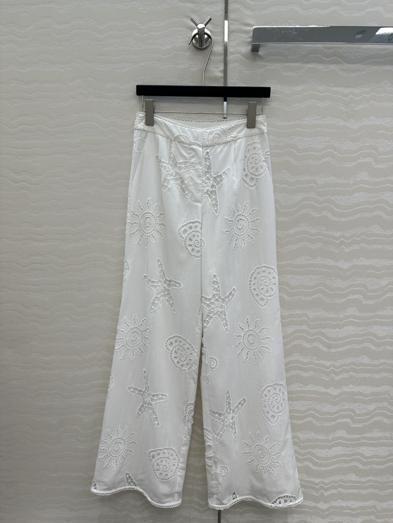 Valentino Exclusive Ocean-Inspired Embroidered Wide-Leg Pants