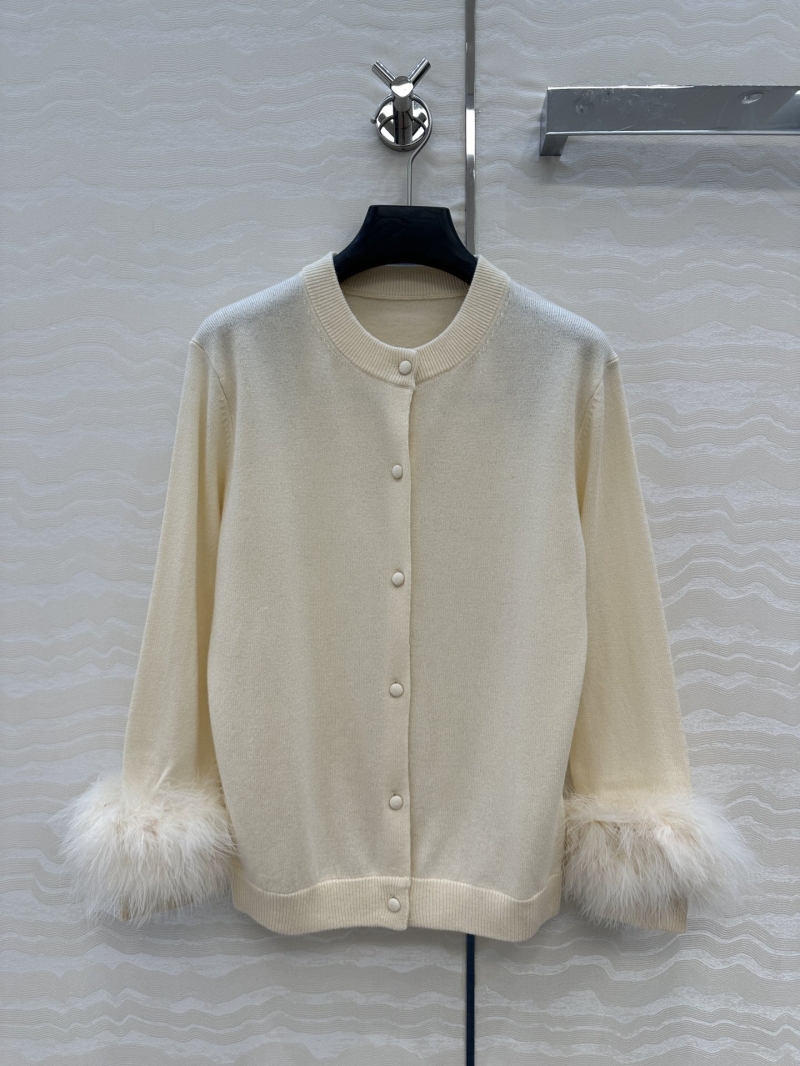 Valentino Fox Fur Sleeve Round Neck Cardigan - Luxe Elegance