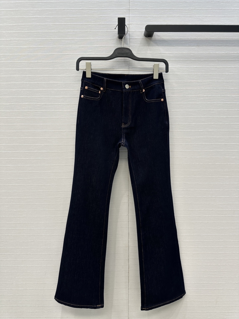 Valentino Blue Flared Denim Pants with Metal Button Accents - Luxe Custom Wash & Tailored Fit
