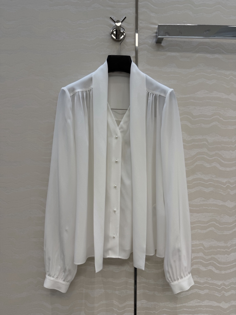 Valentino Exquisite 100% Silk Crepe de Chine Pussy-Bow Blouse in White