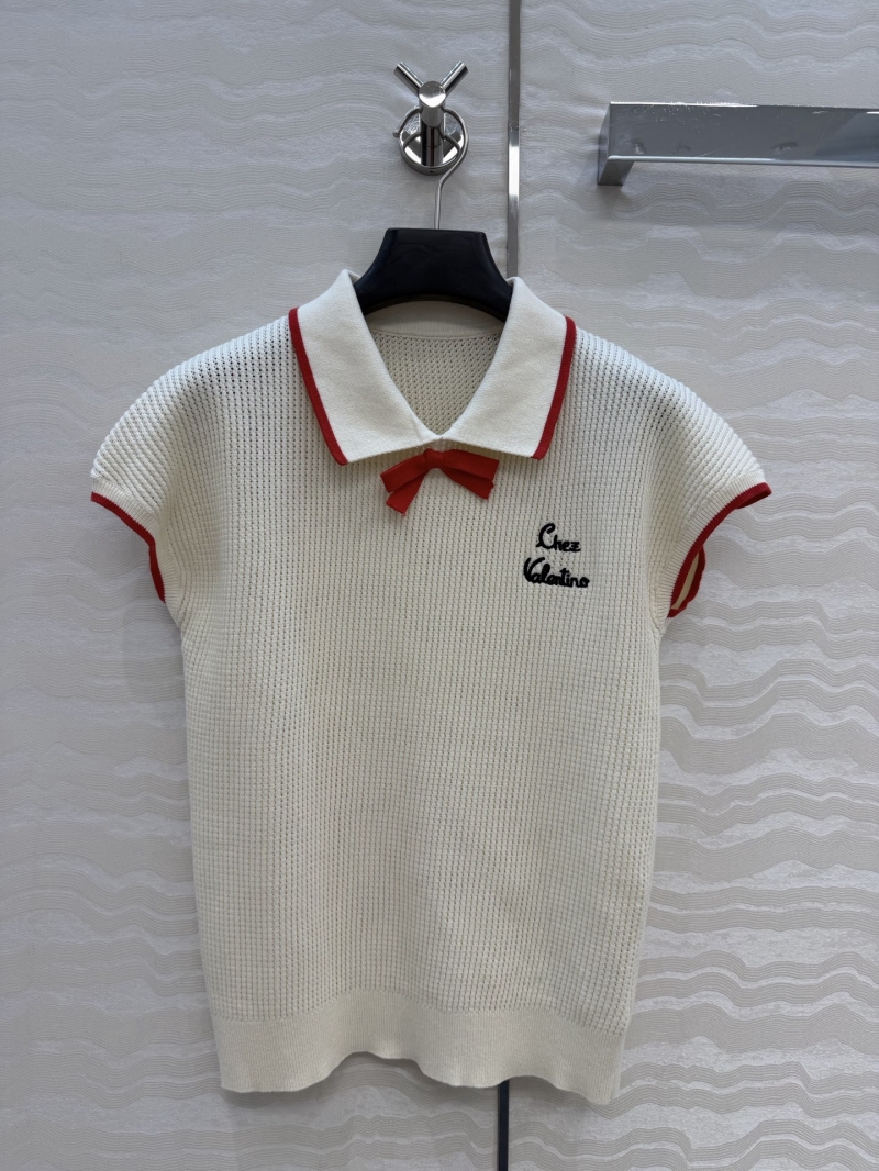 Valentino Exquisite 18-Gauge Pure Cotton Pointelle Peter Pan Collar Knitted Sweater