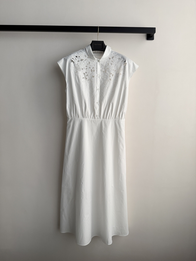 Valentino Broderie Anglaise White Cotton Midi Dress