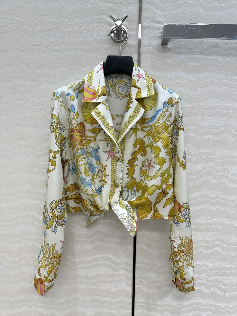 Versace Venus Ocean Series Coral & Seashell Silk Tie-Front Shirt - Limited Edition