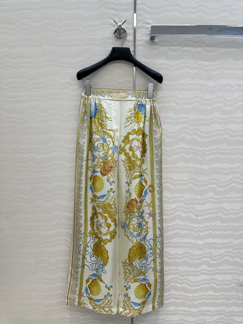 Exclusive VERSACE Venus Ocean Series Starfish Shell Print Silk Wide-Leg Pants