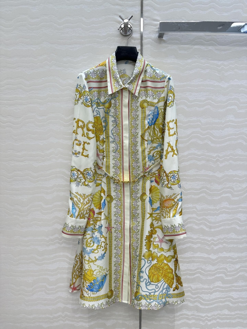 Versace Venus 25S Spring Summer Ocean Coral Print Silk Dress