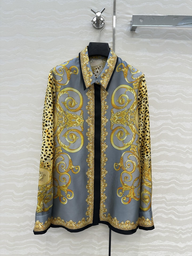 Versace Baroque & Leopard Print Silk Twill Shirt | 100% Silk | Medusa Button