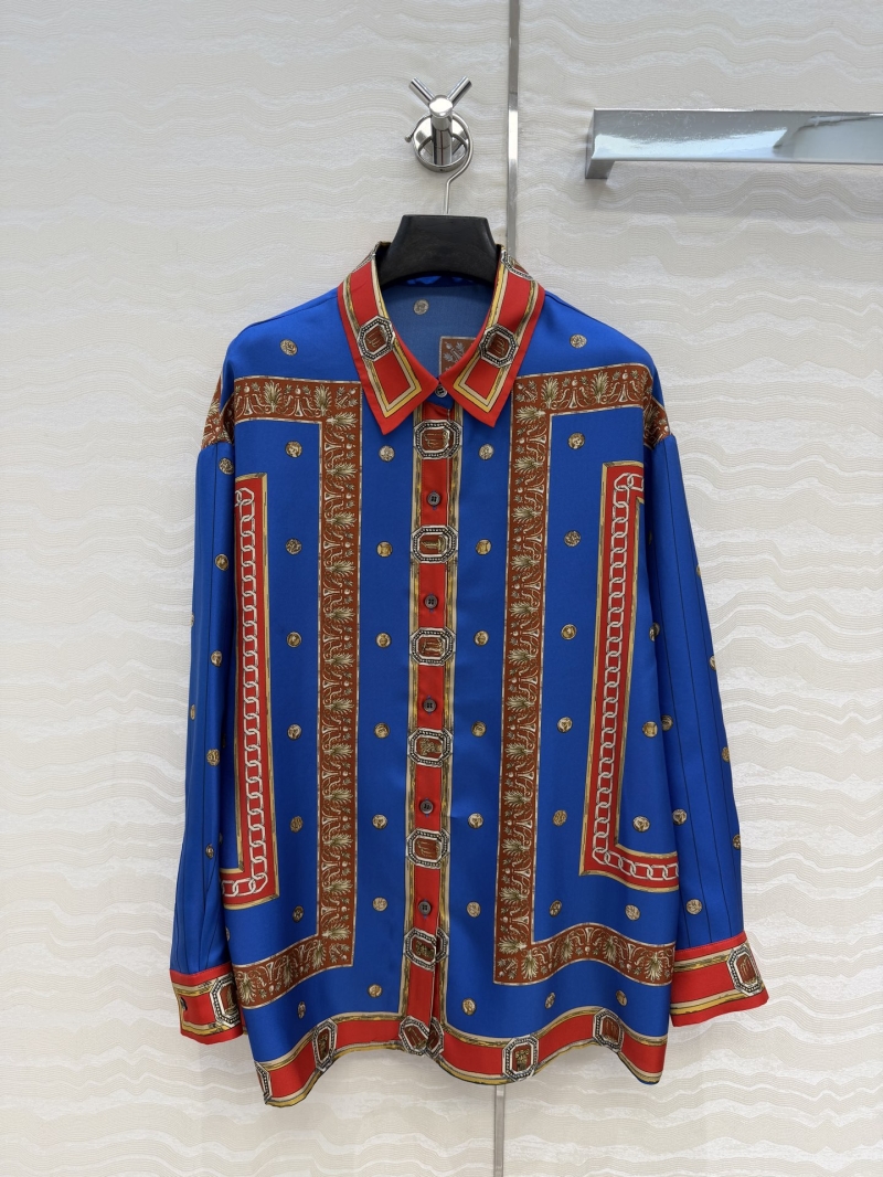 Versace Limited Edition Ringmaster 100% Silk Twill Engineered Print Oversized Shirt