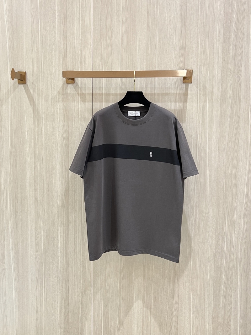 Saint Laurent Embroidered Letter Short Sleeve T-Shirt - Luxe Casual Style