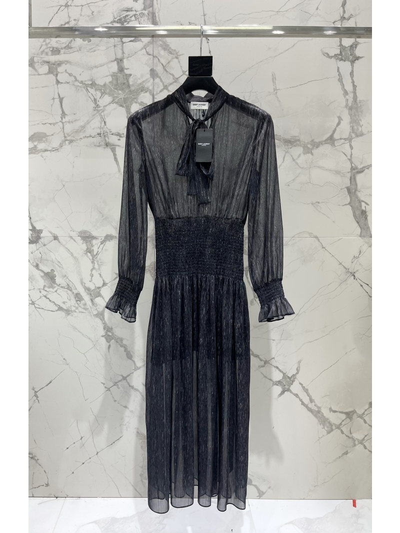 Saint Laurent Early Spring Butterfly Bow Sheer Dress - Elegant & Romantic