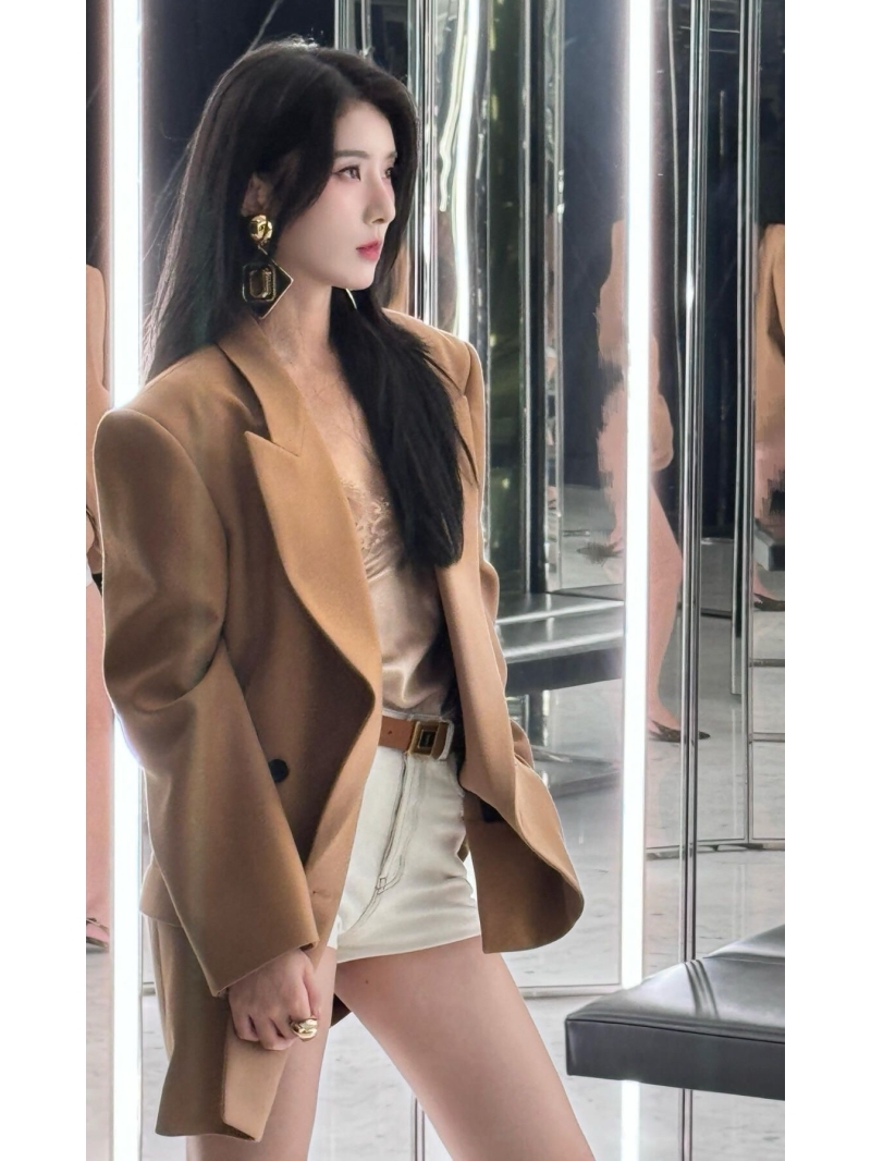 Saint Laurent YSL 2025 Coffee Red Blazer - Luxe Loose-Fit Elegance