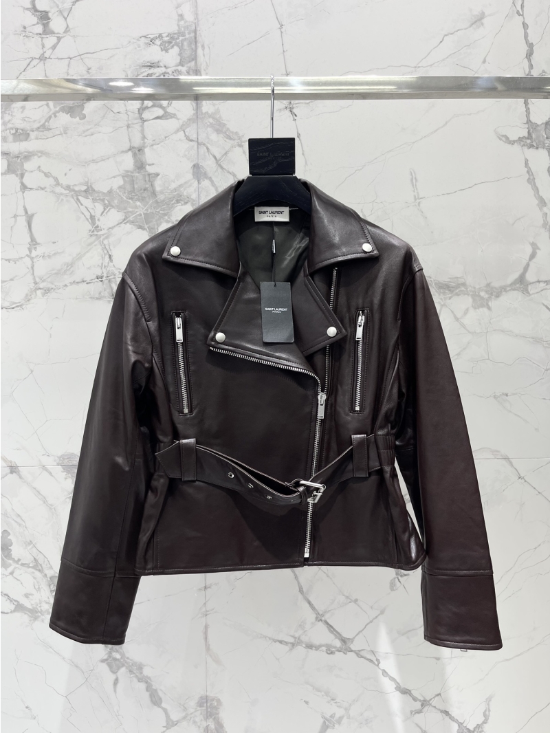 Saint Laurent Luxe Imported Sheepskin Slim-Fit Leather Jacket