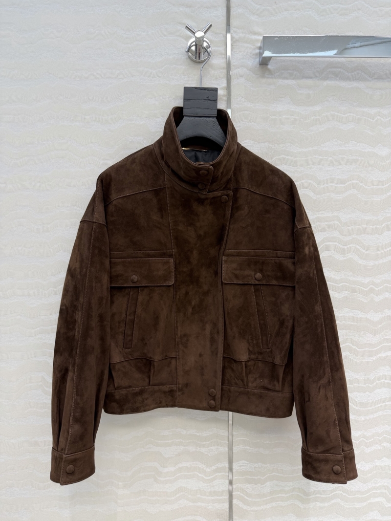 Saint Laurent Signature Deep Brown Suede Lambskin Cropped Jacket - Retro Modern, Luxe Collegiate Style