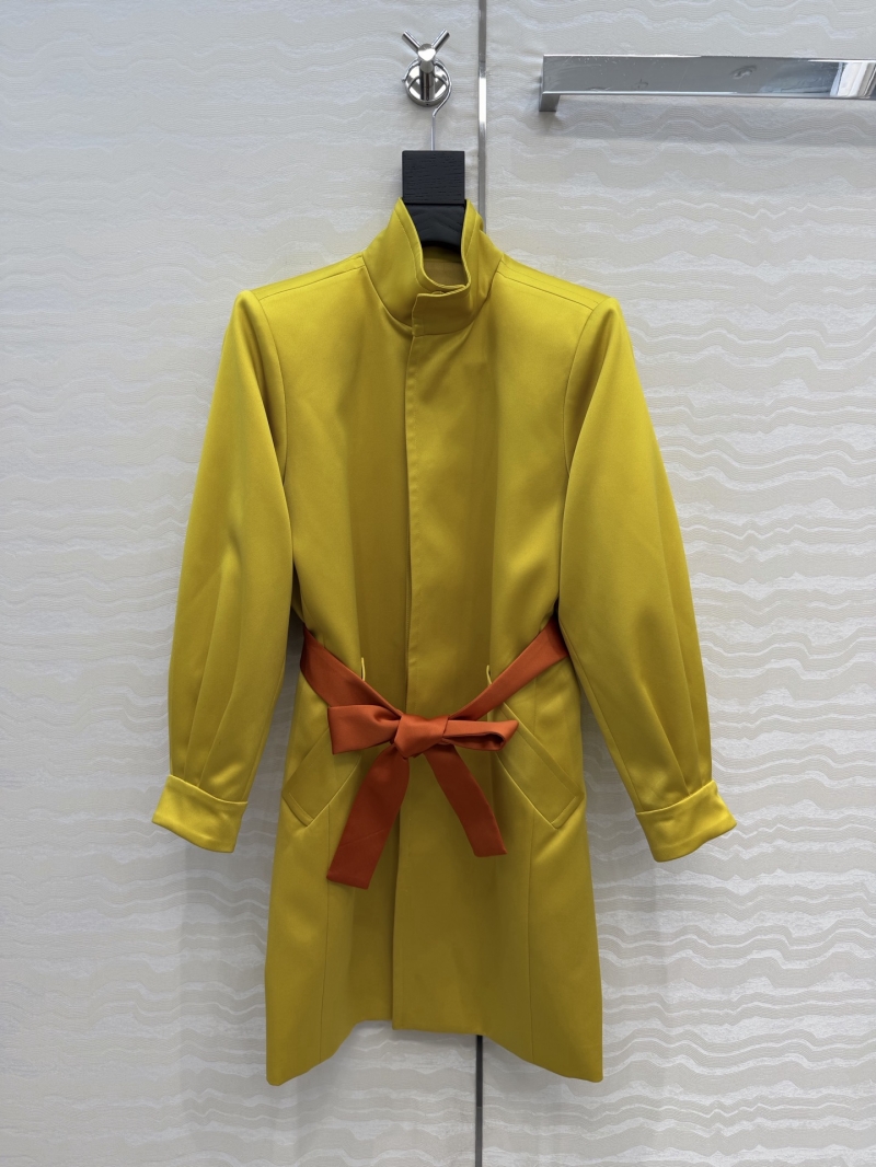 Saint Laurent Signature Imported Fabric Vintage Silhouette Coat in Chartreuse Yellow