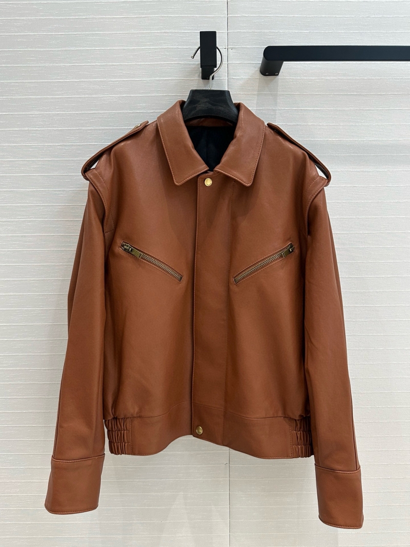 Saint Laurent Sumptuous Turkish Lambskin Retro Modern Biker Jacket in Cognac Brown