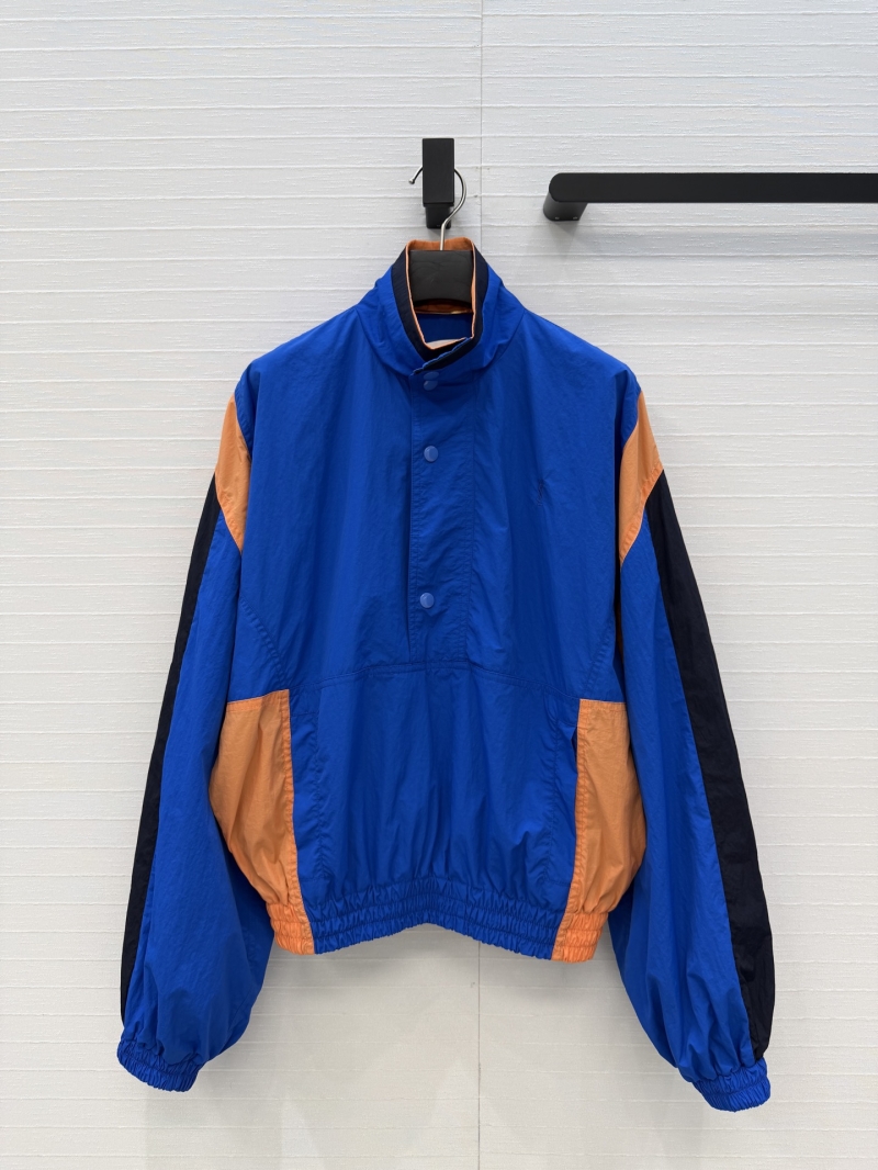 Saint Laurent Signature Color-Blocked Luxe Anorak Windbreaker