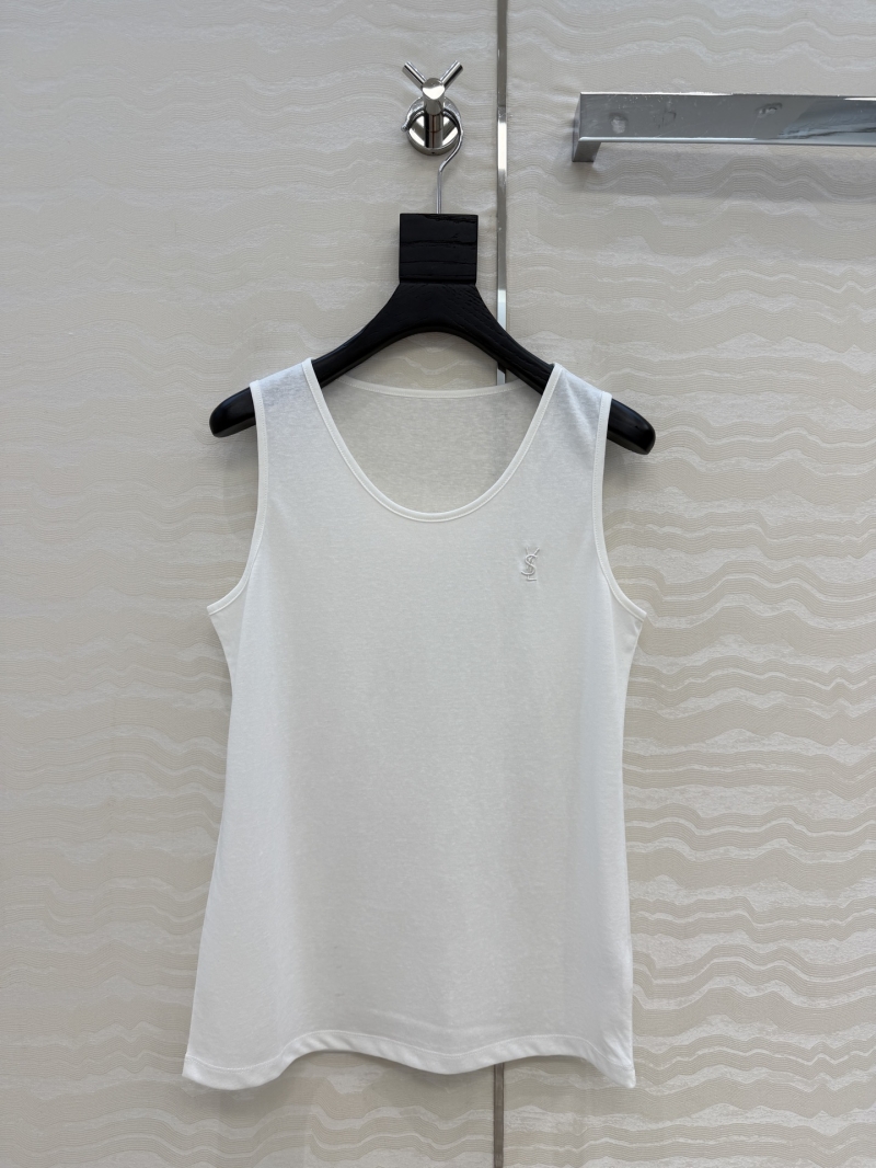 Saint Laurent Lyocell Snowflake Cotton Minimalist Tank Top in White