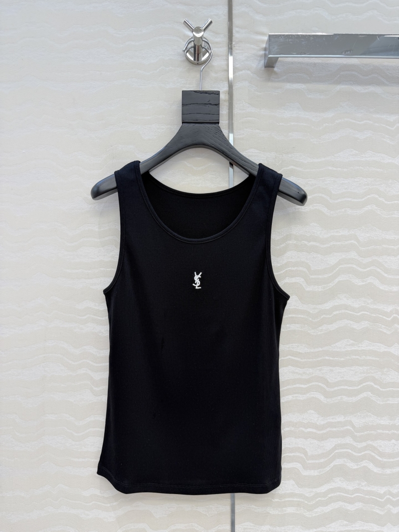 Saint Laurent Ribbed Lyocell-Cotton Tank Top