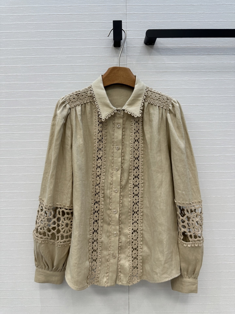 ZARA M25 Spring Summer Vacation French Linen Lantern Sleeve Shirt - Elegant Retro Palace Style