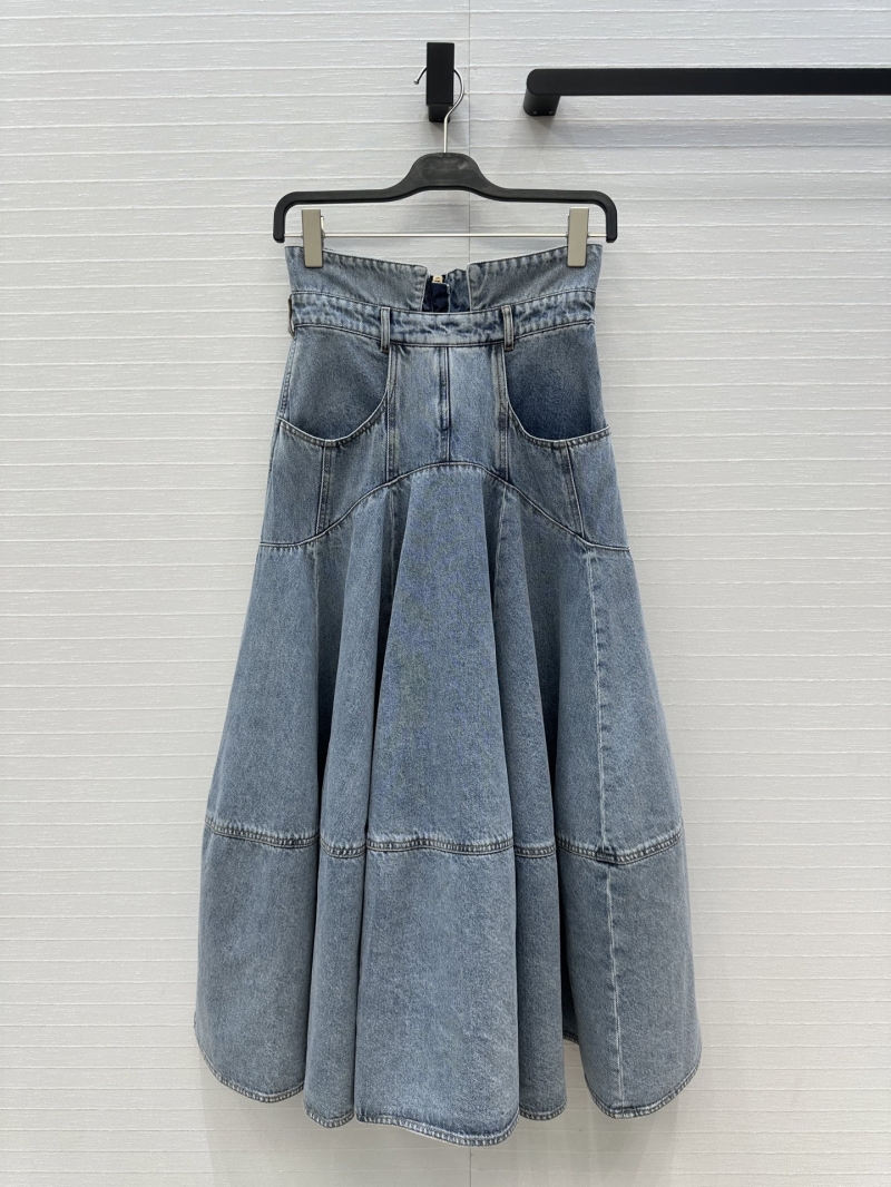 Zimmermann Autumn-Winter Denim Maxi Skirt in Light Blue - High Waist with Foldable Design