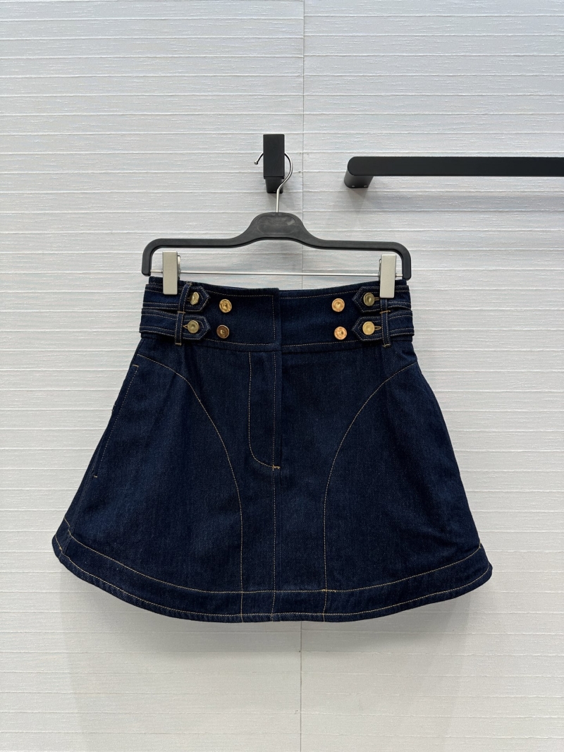Zimmermann Starry Night Black Denim Skirt: High-Waisted A-Line with Retro Metal Buttons