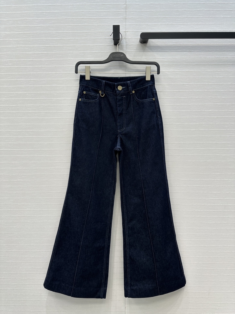 Zimmermann Deep Blue High-Waisted Flared Wide-Leg Denim Jeans | Imported Stretch Denim | Tailored Fit | Spring Collection