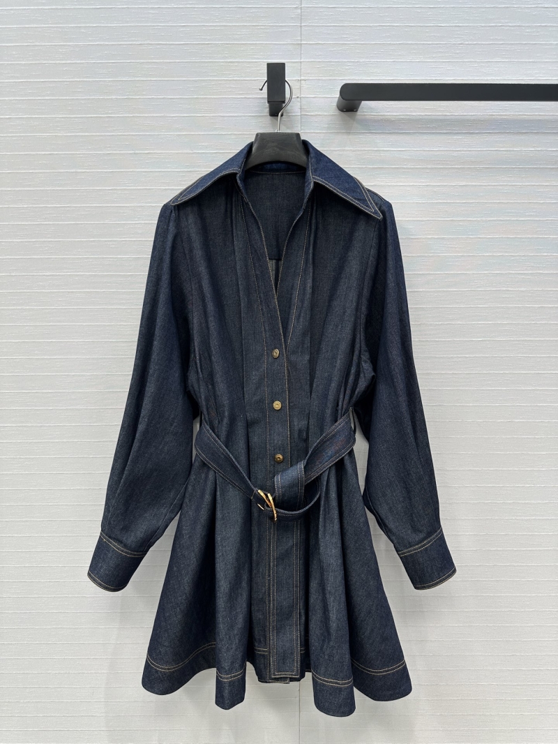 Zimmermann Starry Night Black Denim Shirt Dress - V-Neck Lantern Sleeve A-Line