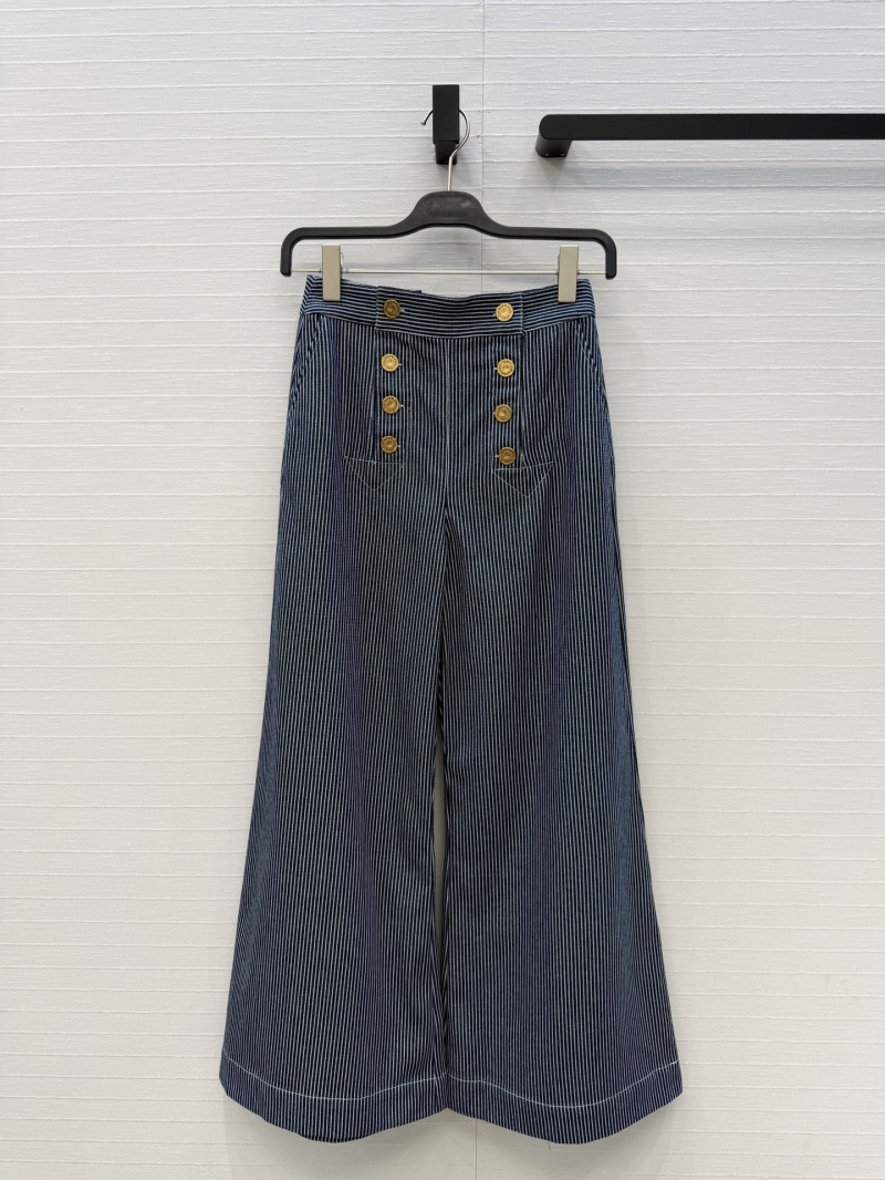 Zimmermann Signature Striped Denim Double-Breasted Wide-Leg Pants