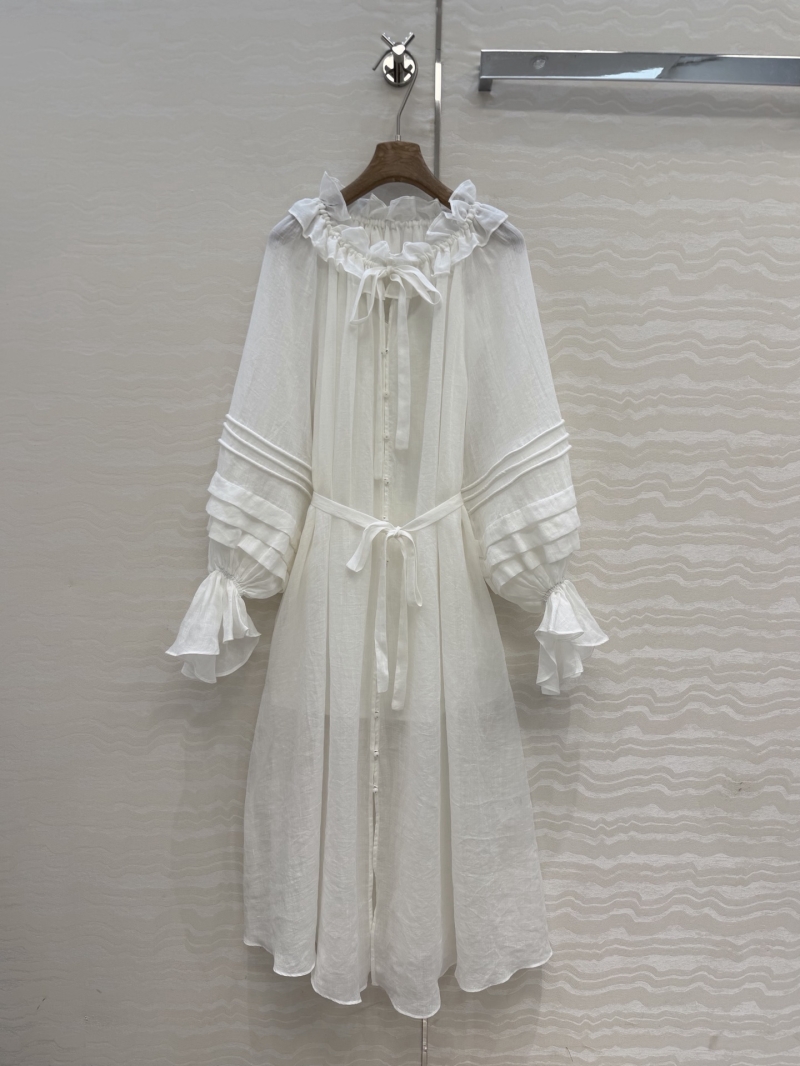 Zimmermann Exquisite 100% Ramie French Court Style Puff Sleeve Maxi Dress in White