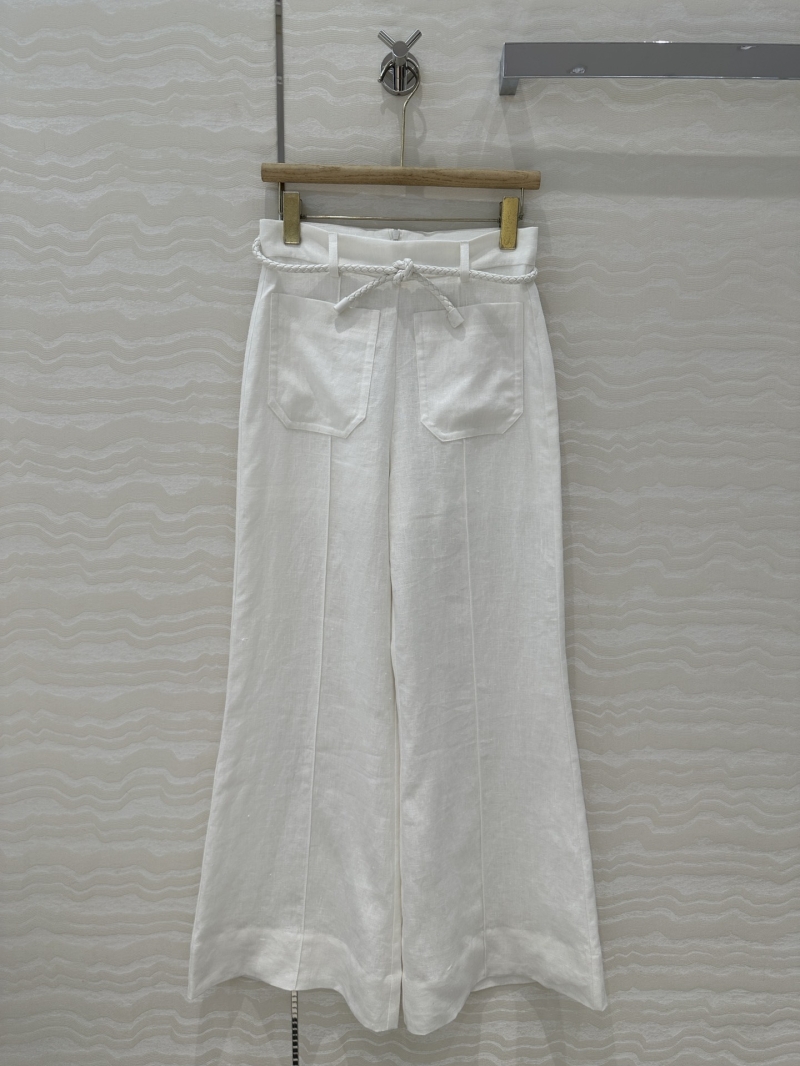 Zimmermann Exquisite 100% Heavyweight Linen High-Waisted Wide-Leg Trousers in Ivory