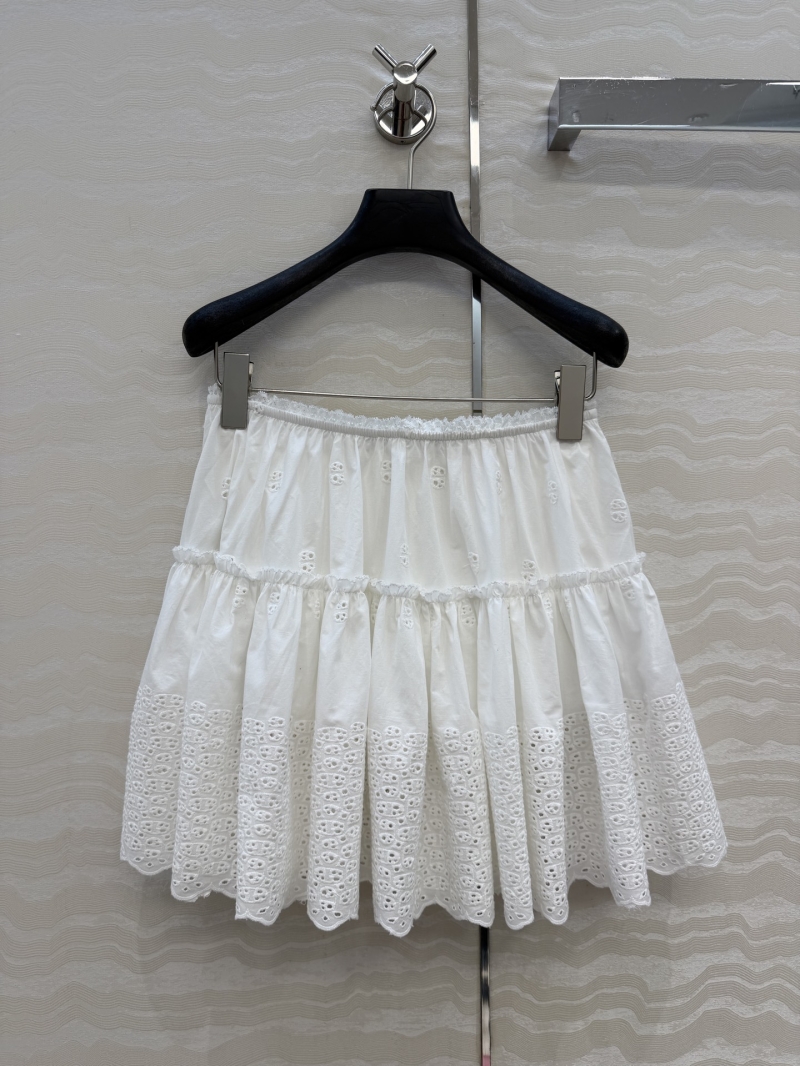 Zimmermann Pure Cotton Eyelet Embroidery Tiered Mini Skirt in White