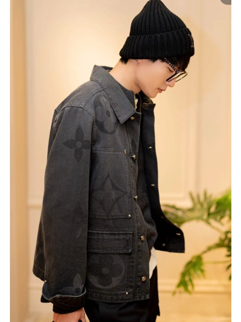 Louis Vuitton Monogram Washed Denim Utility Jacket in Charcoal Black
