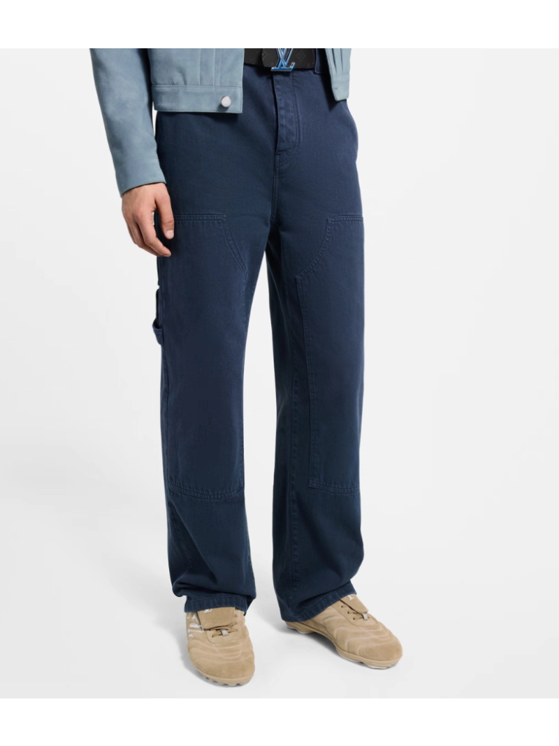 Louis Vuitton Utility Carpenter Pants - Double-Knee Washed Denim in Navy Blue