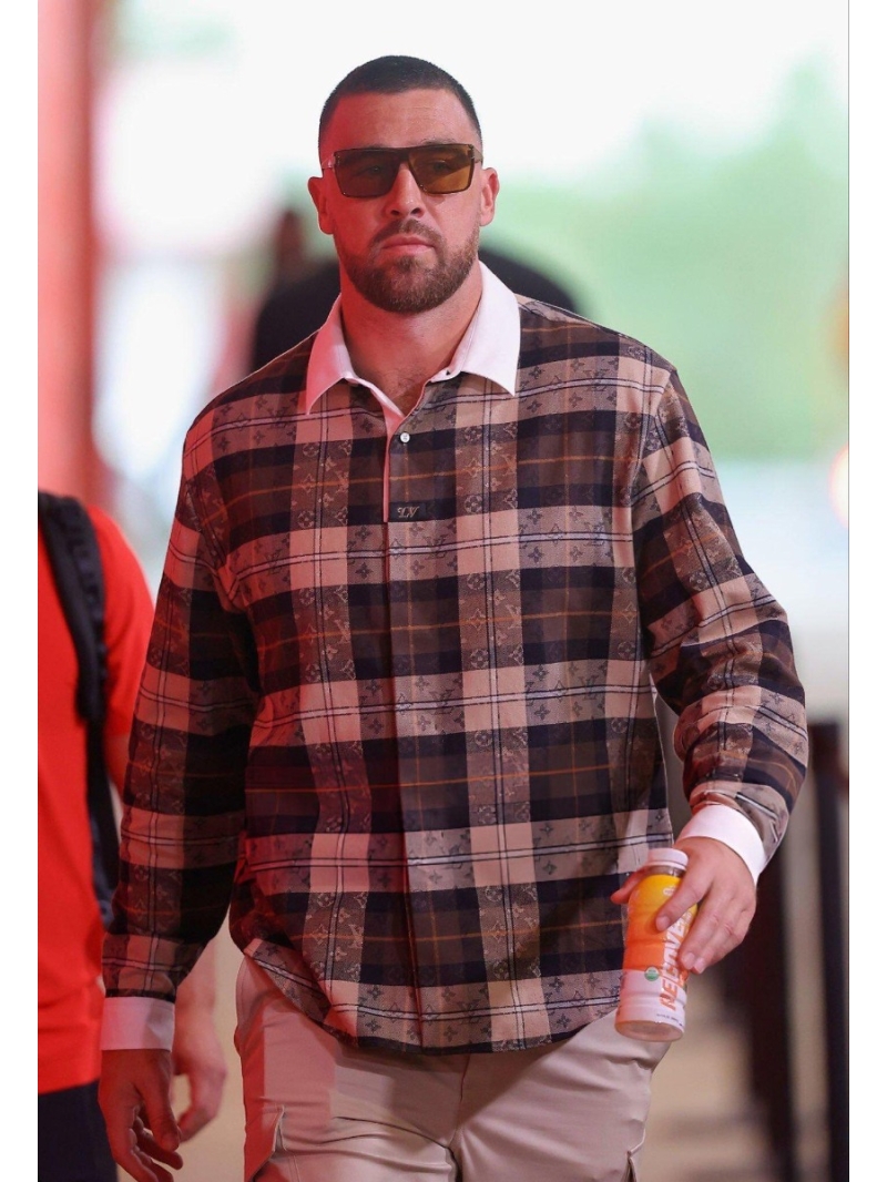 Louis Vuitton Monogram Plaid Contrast Rugby Shirt in Chocolate Brown