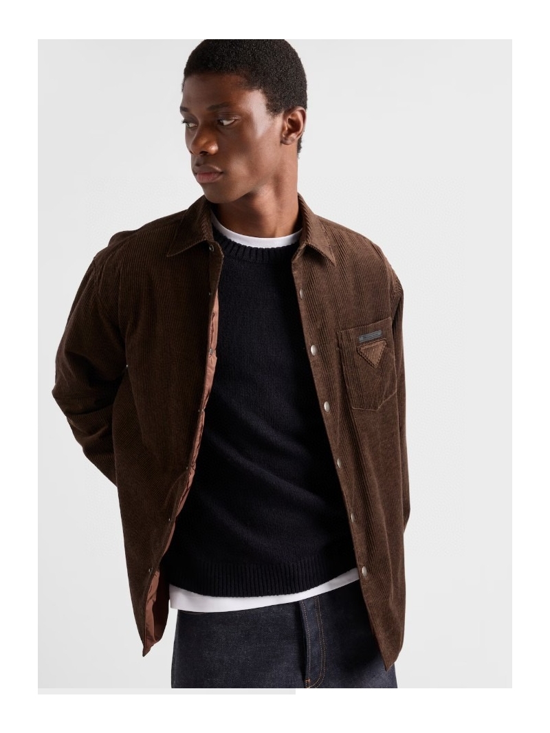 Prada Padded Corduroy Overshirt in Dark Chocolate Brown