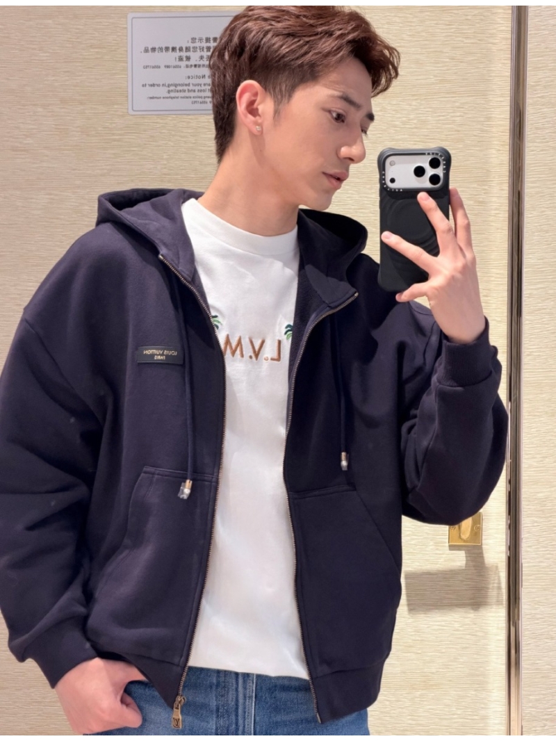 Louis Vuitton SS2026 Signature Gold-Toned Zip-Up Hoodie in Deep Eggplant