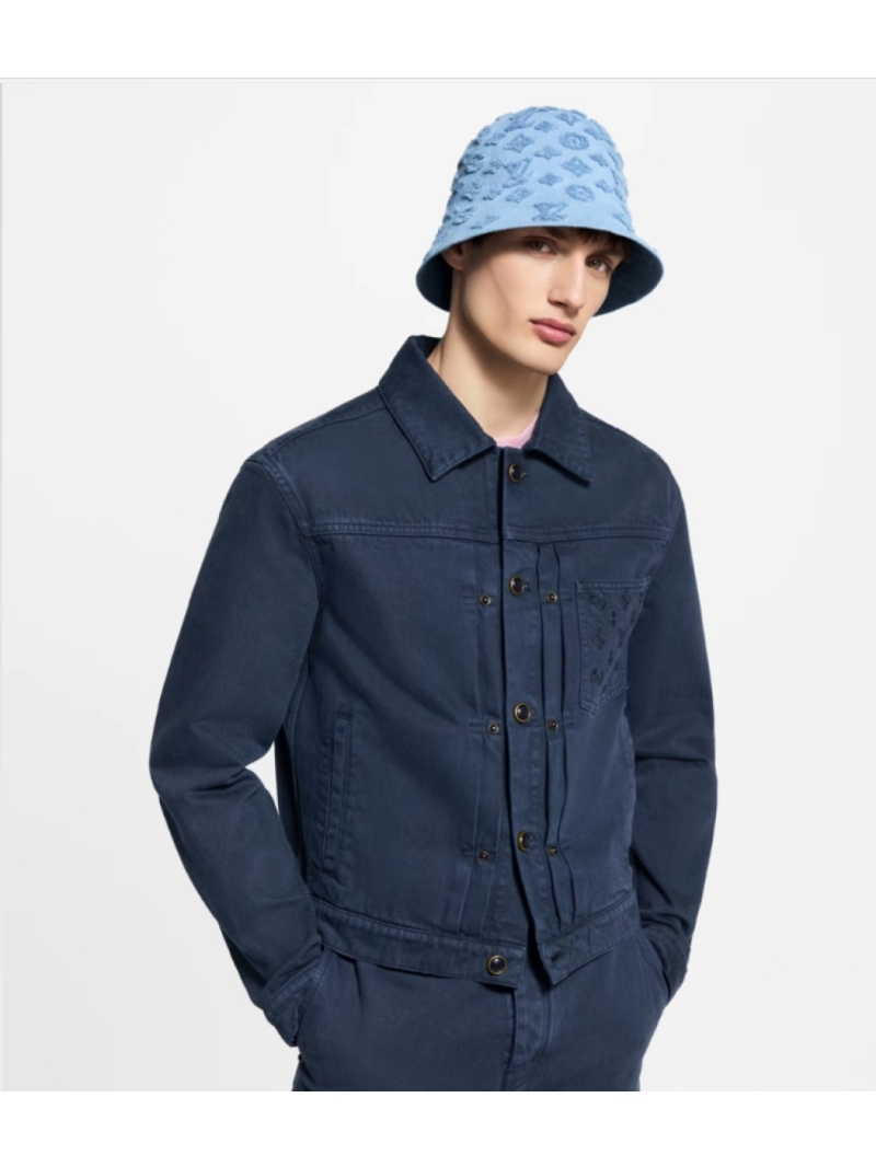 Louis Vuitton Tonal Monogram Navy Denim Jacket and Carpenter Pants Set