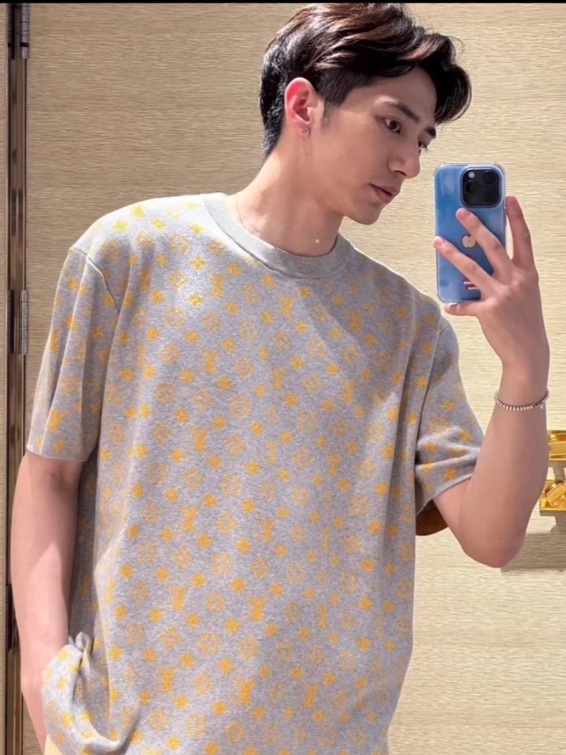 Louis Vuitton Mulberry Silk Cotton Short Sleeve Knit Top 2025 Exclusive