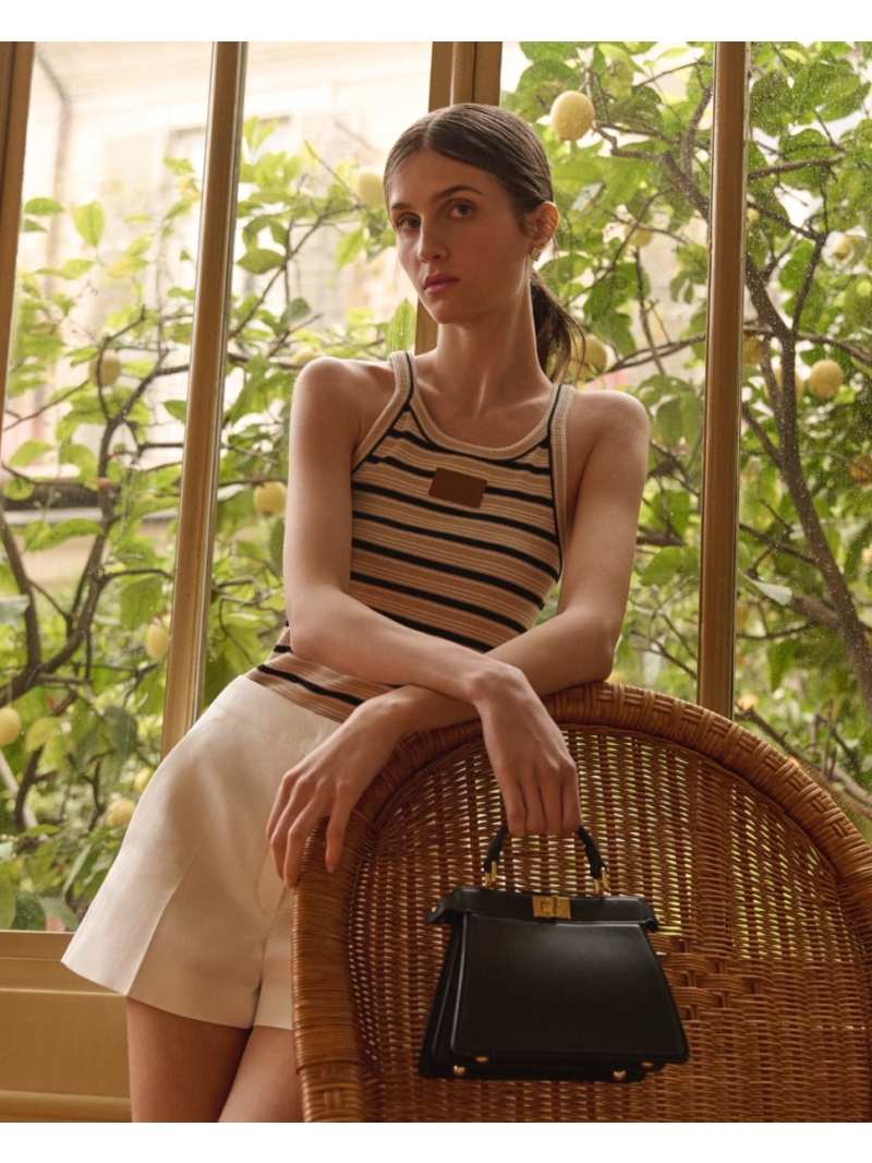 Fendi Spring/Summer Contrast Striped Ribbed Knit Vest in Pink and Yellow