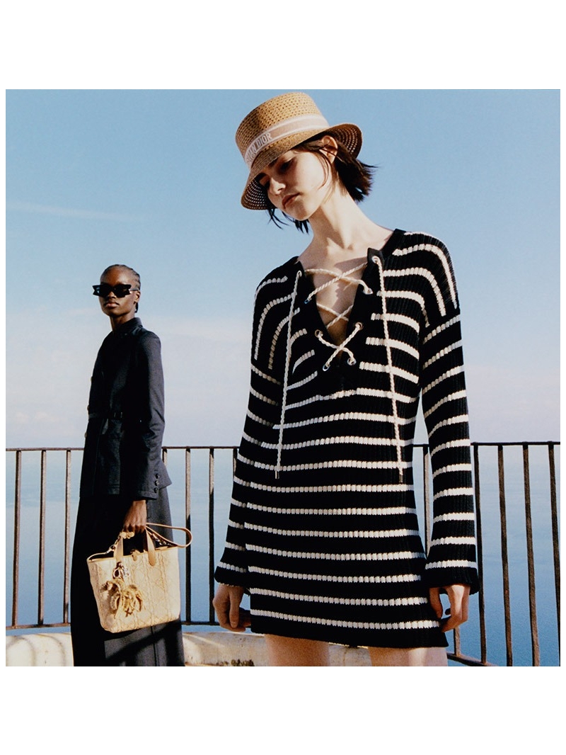 Dior Miss Dior Nautical Striped Knit Dress - Elegant Navy