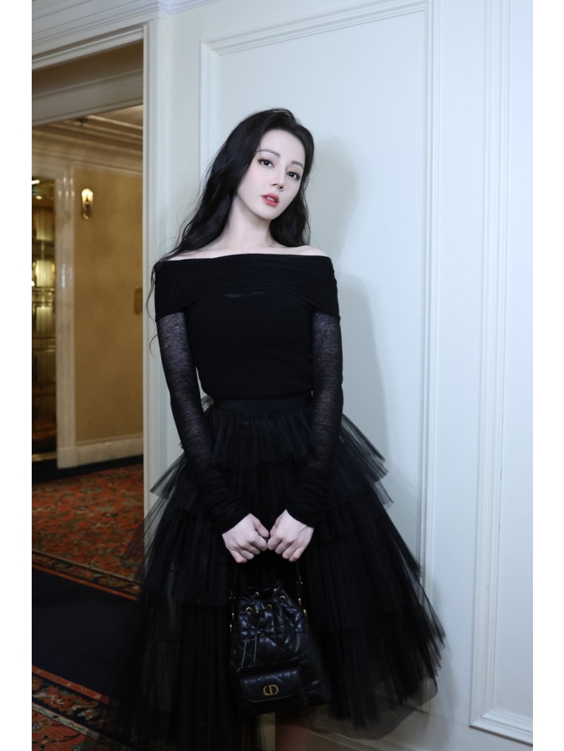 Dior Exclusive Black Tulle Skirt - Elegant Asymmetrical Pleated Design