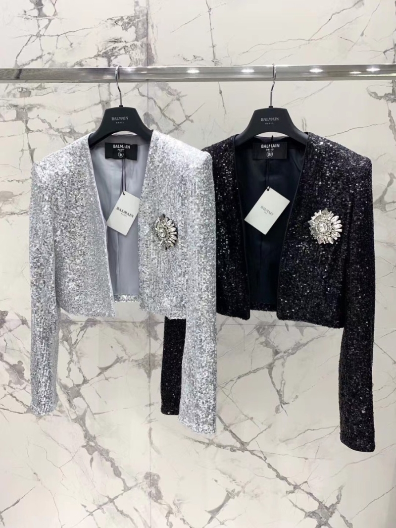 Balmain 2023 Sequin Cropped Jacket Black