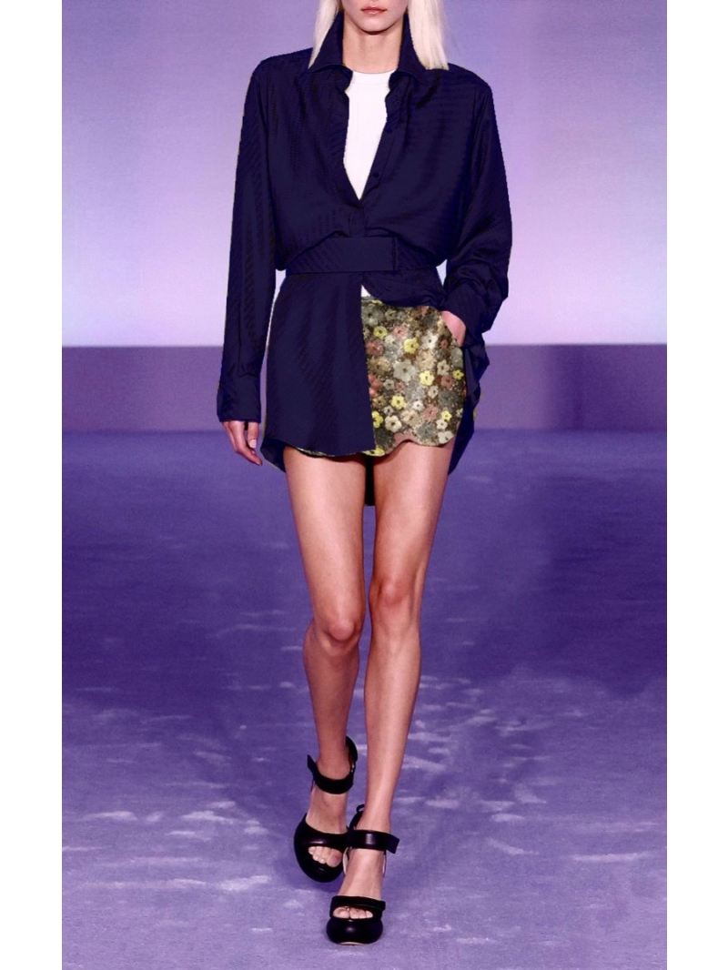 Balenciaga Exclusive Floral Sequin Scalloped Mini Skirt