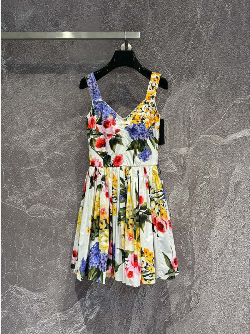 Dolce & Gabbana D&G Spaghetti Strap Bodycon Dress | Giardino Color-Block Cotton Print